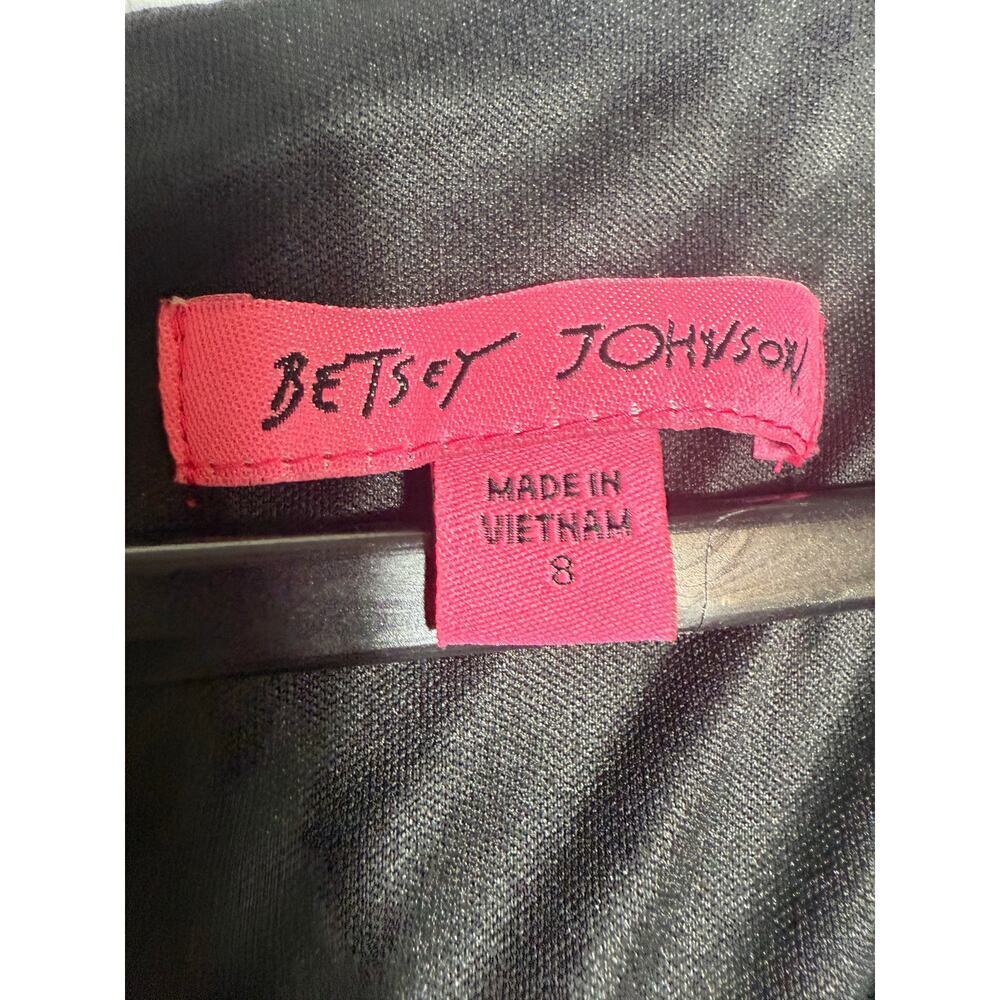 Betsey Johnson Black Pink Paisley Long Bell Sleeve Ruffle Mini Dress Size 8 - Picture 5 of 5